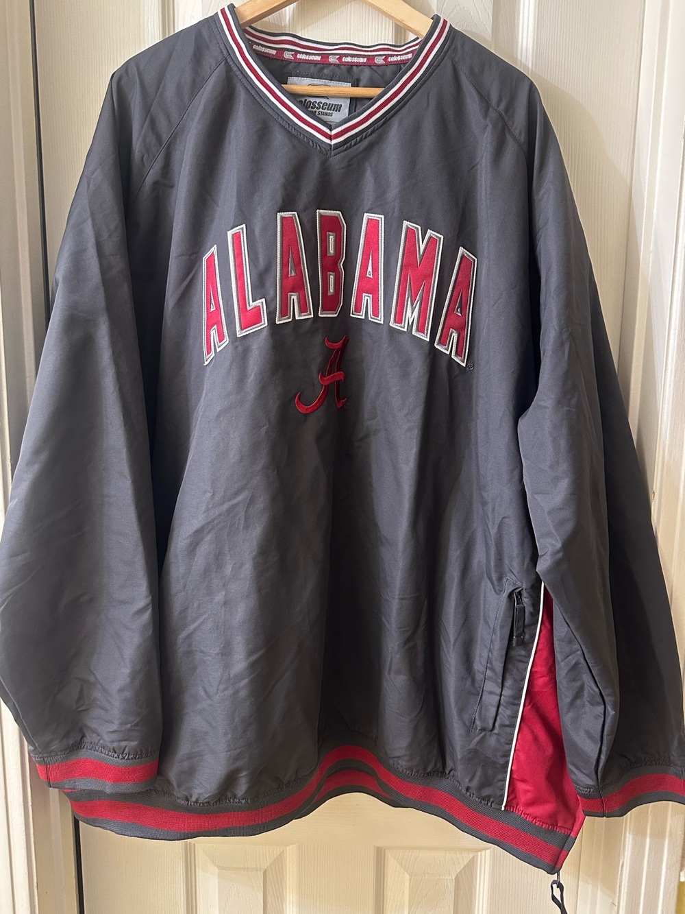Alabama Pullover Windbreaker Jacket - Gray/Crimson